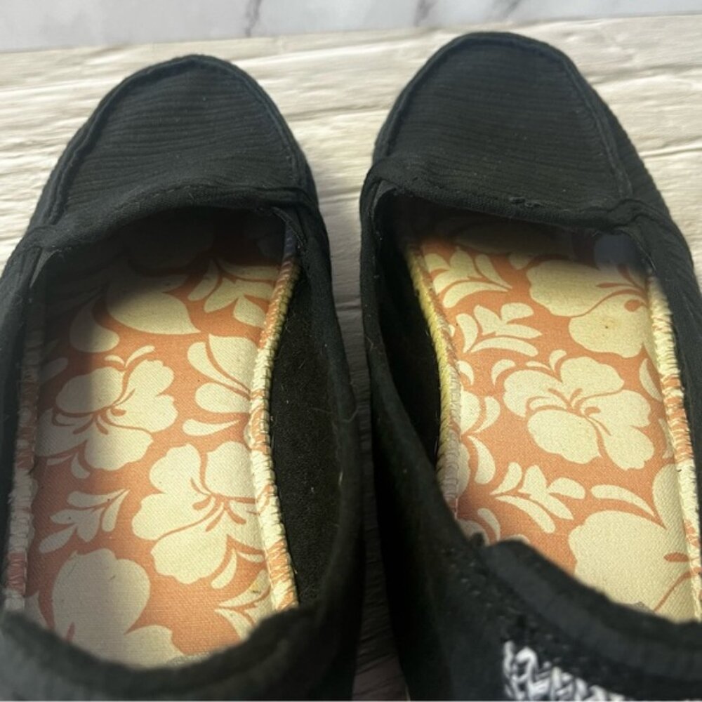 Roxy Minnow VII Black Canvas Slip On Boat Shoes - Picture 8 of 11